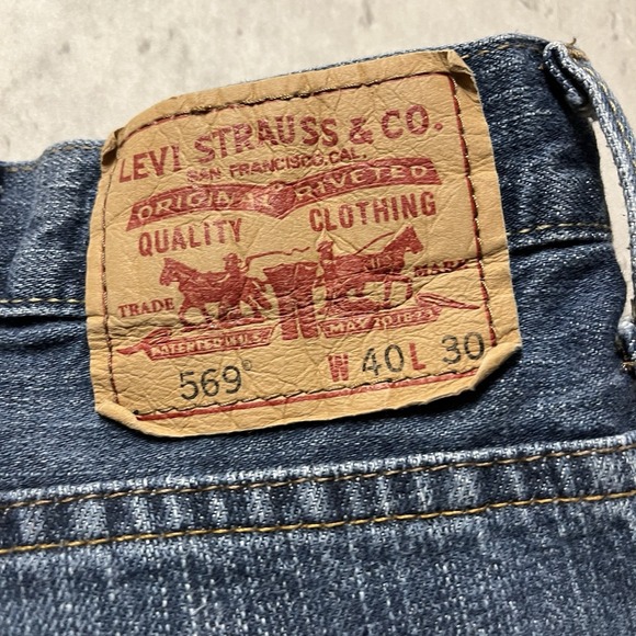 Levis 569 Loose Straight Jeans Mens 40x30 Blue Medium Wash High Rise VTG - Picture 9 of 10